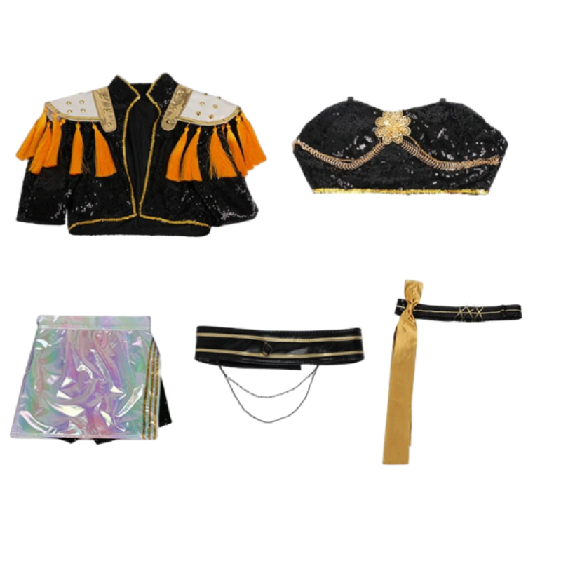 Kpop Demon Hunters Mira Golden Black Uniform Stage Outfits Halloween Carnival Party Cosplay Costume