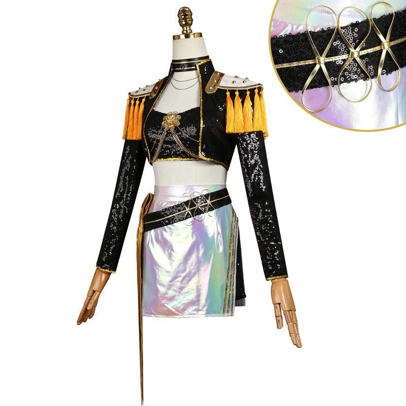 Kpop Demon Hunters Mira Golden Black Uniform Stage Outfits Halloween Carnival Party Cosplay Costume