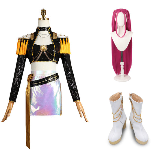 Kpop Demon Hunters Mira Golden Black Uniform Stage Outfits Halloween Carnival Party Cosplay Costume