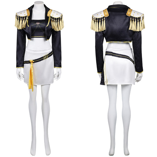 Kpop Demon Hunters Mira Golden Black Uniform Top Skirt Set Halloween Carnival Party Cosplay Costume