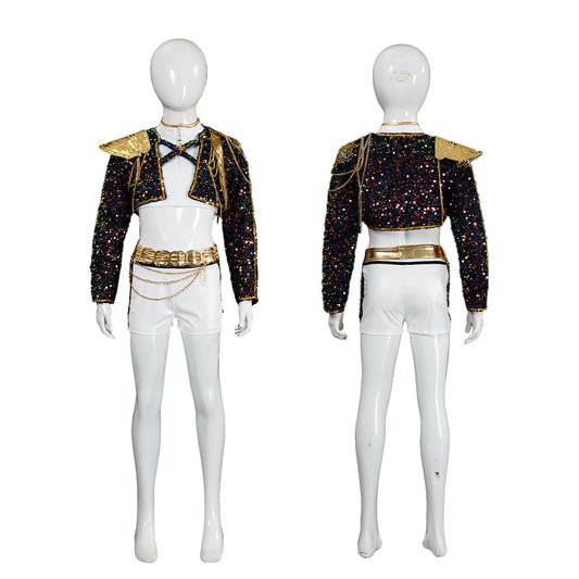 Kpop Demon Hunters Rumi Golden Stage Outfits For Kids Children Halloween Carnival Party Cosplay Costume