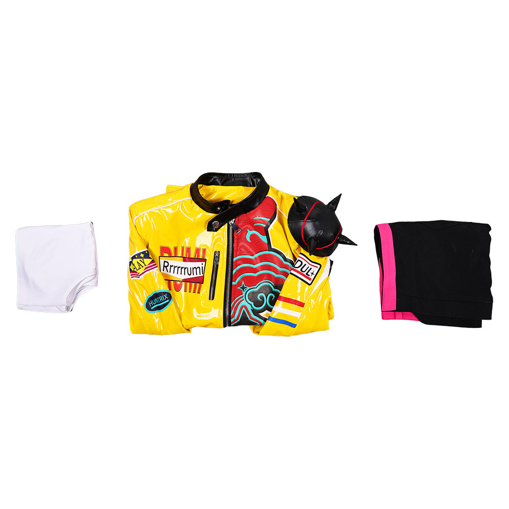 Kpop Demon Hunters Rumi Yellow Leather Jacket Pants Delux version Halloween Carnival Party Cosplay Costume