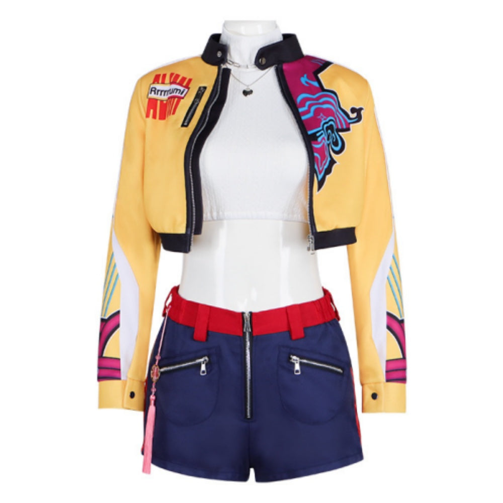 Kpop Demon Hunters Rumi Yellow Jacket Shorts Set Stage Outfits Halloween Carnival Party Cosplay Costume