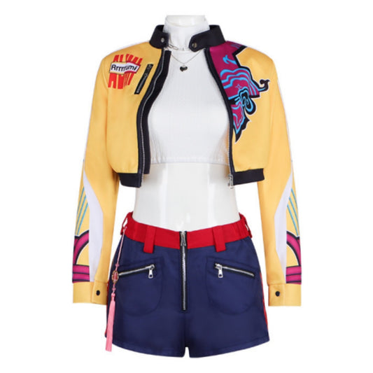 Kpop Demon Hunters Rumi Yellow Jacket Shorts Set Stage Outfits Halloween Carnival Party Cosplay Costume