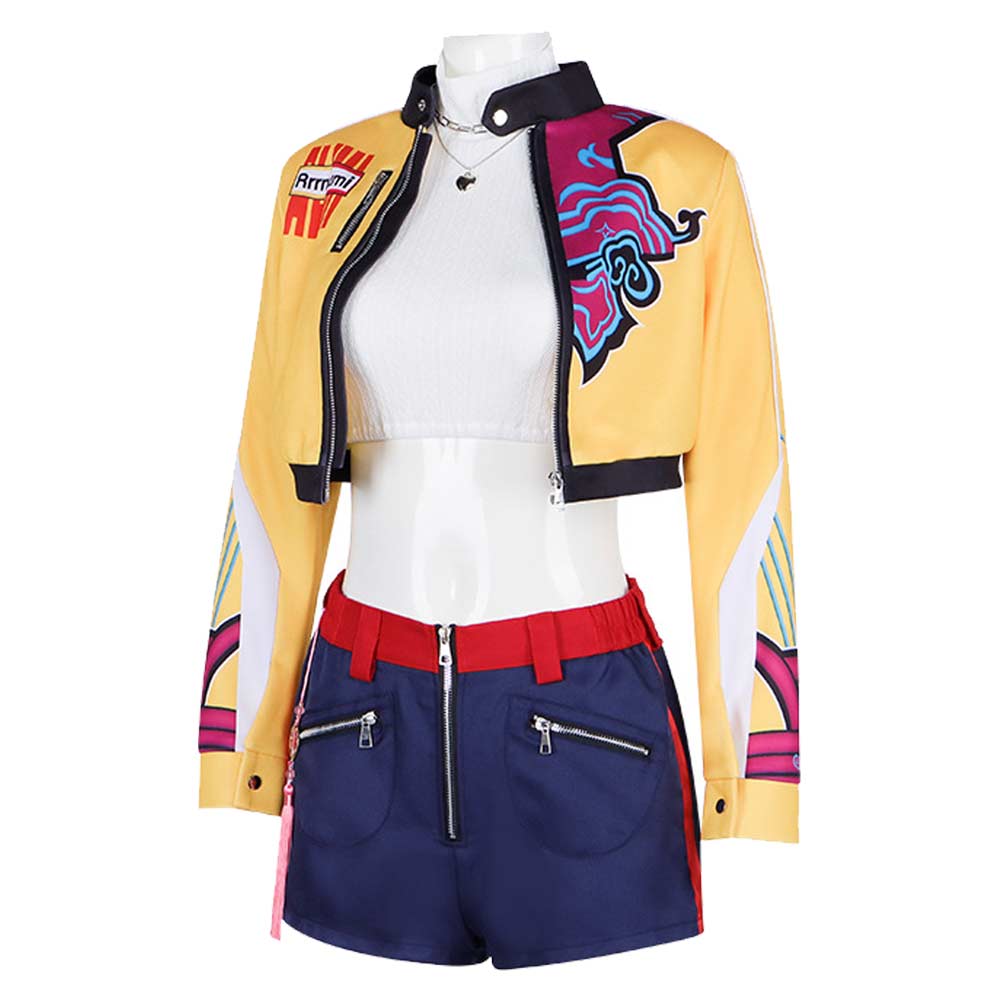 Kpop Demon Hunters Rumi Yellow Jacket Shorts Set Stage Outfits Halloween Carnival Party Cosplay Costume