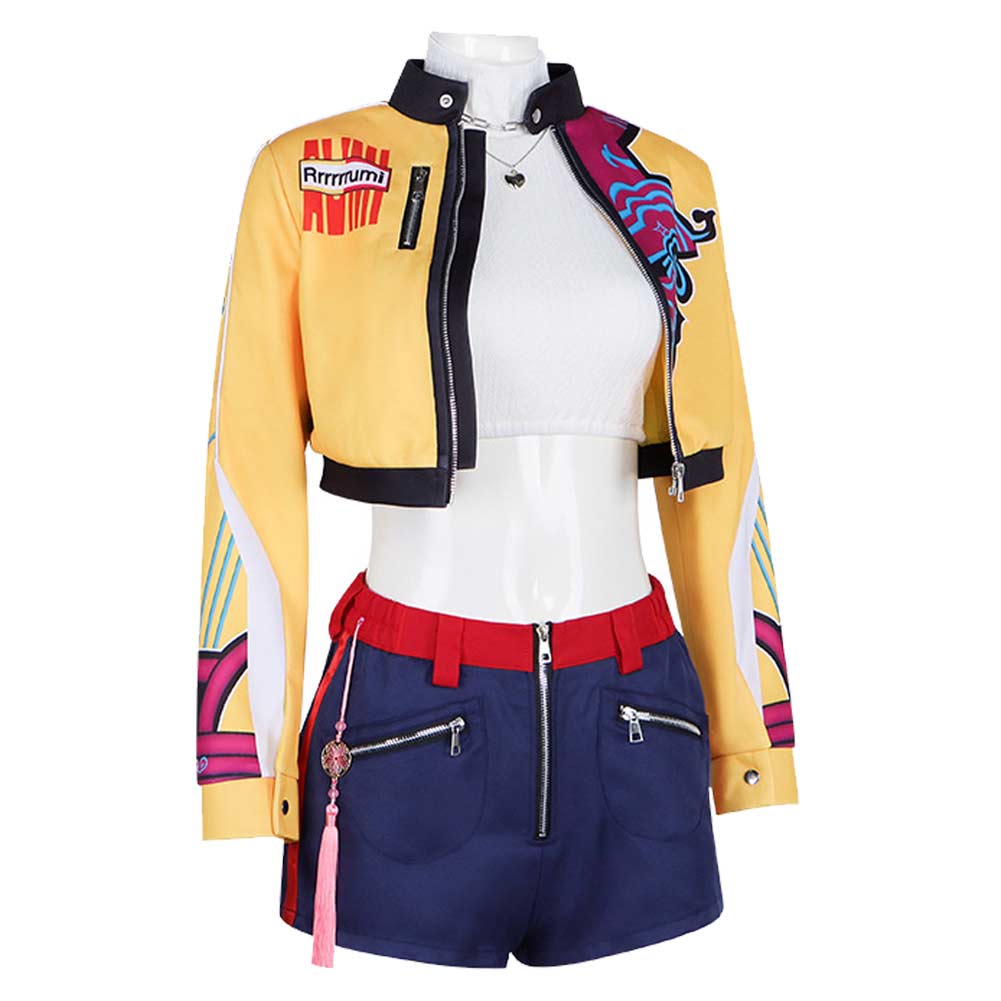 Kpop Demon Hunters Rumi Yellow Jacket Shorts Set Stage Outfits Halloween Carnival Party Cosplay Costume