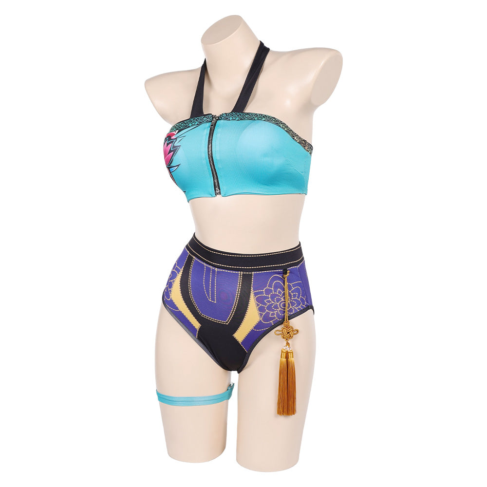 Kpop Demon Hunters Zoey 2Pcs Swimsuit Halloween Carnival Party Cosplay Costume Original Design