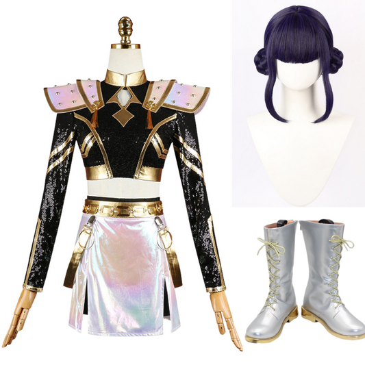 Kpop Demon Hunters Zoey Golden Black Stage Uniform Halloween Carnival Party Cosplay Costume