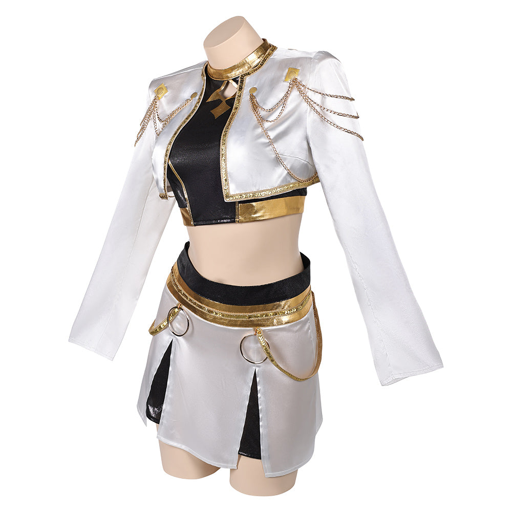 Kpop Demon Hunters Zoey Golden White Uniform Halloween Carnival Party Cosplay Costume