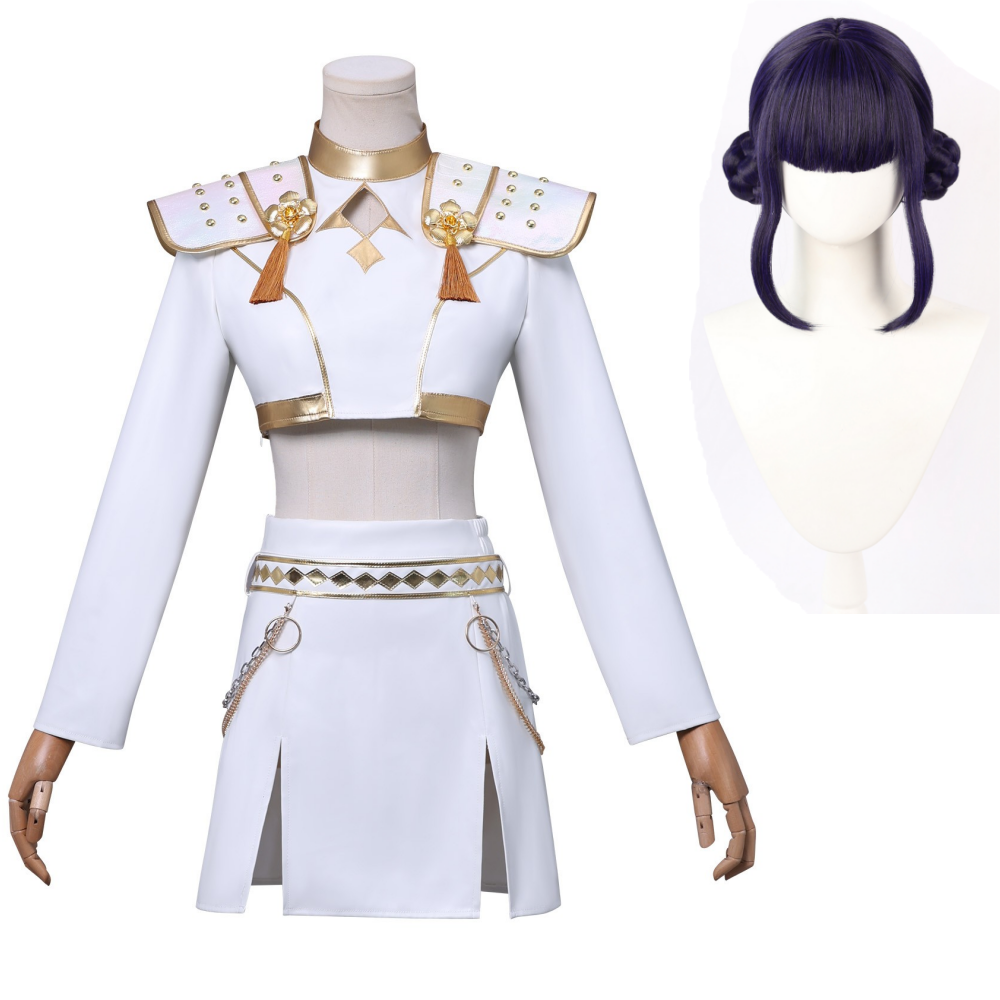 Kpop Demon Hunters Zoey What it Sounds Like White Uniform Stage Outfits Halloween Party Cosplay Costume