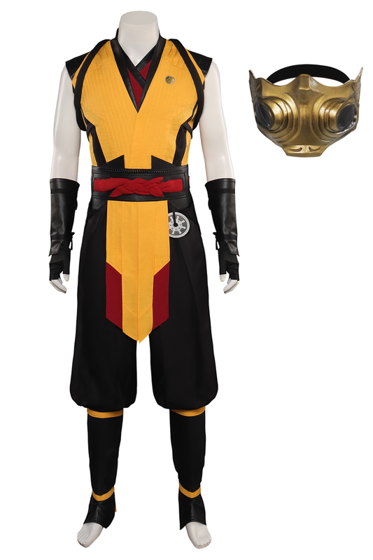 Mortal Kombat Scorpion Vest Pants Belt Set Outfits Halloween Carnival Suit Cosplay Costume