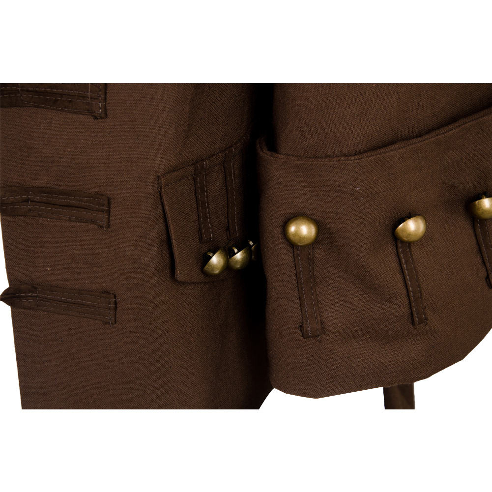 Pirates Captain Jack Sparrow Brown Coat With Headscarf Belt Full Set Outfits Halloween Carnival Suit Cosplay Costume