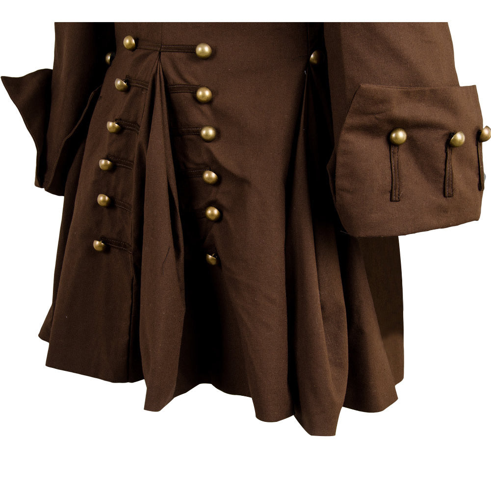 Pirates Captain Jack Sparrow Brown Coat With Headscarf Belt Full Set Outfits Halloween Carnival Suit Cosplay Costume