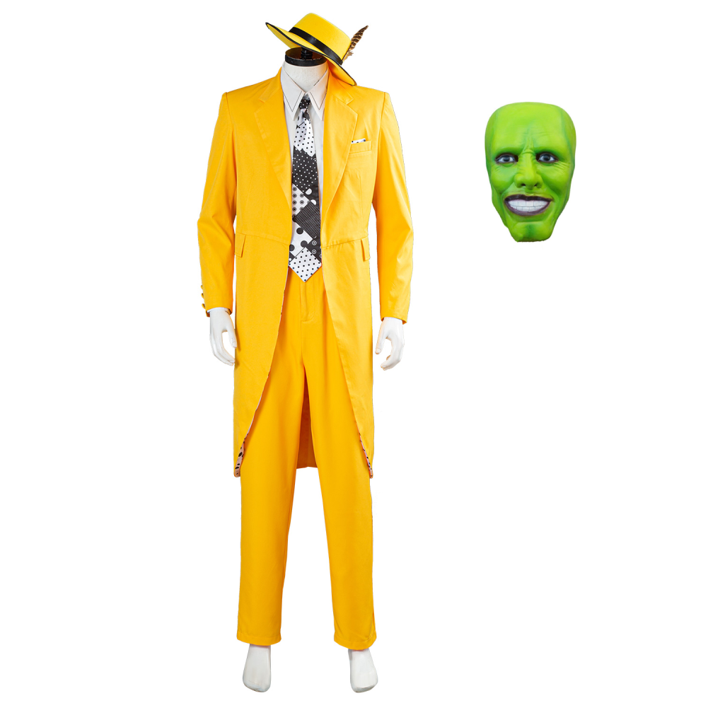 The Mask Jim Carrey Stanley Ipkiss Yellow Cosplay Costume Outfits Halloween Carnival Suit