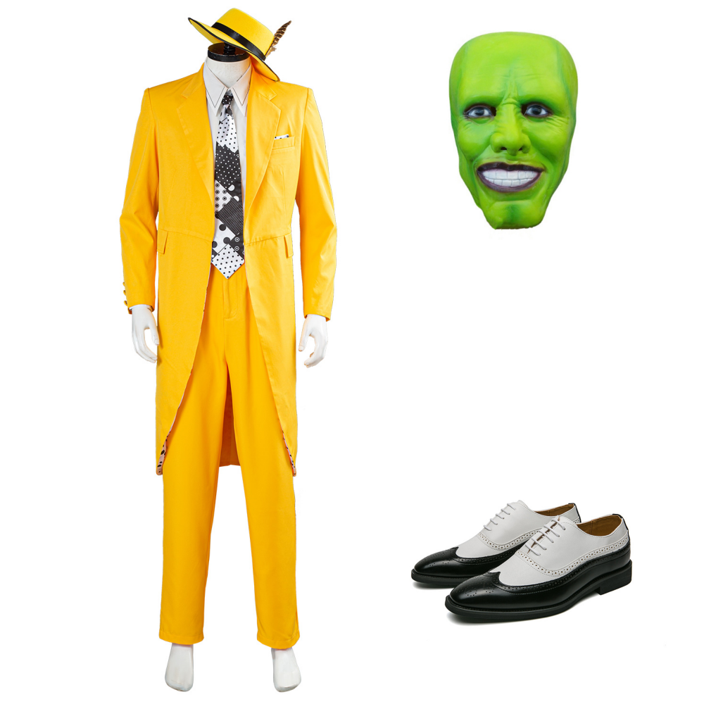 The Mask Jim Carrey Stanley Ipkiss Yellow Cosplay Costume Outfits Halloween Carnival Suit
