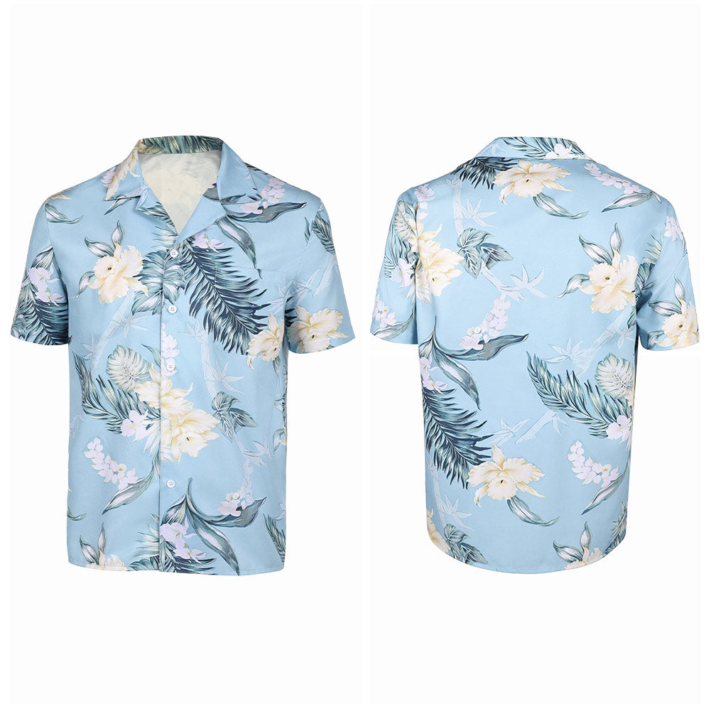 Nobody Hutch Mansell Men Blue Ahola Beach Shirt Halloween Carnival Party Cosplay Costume