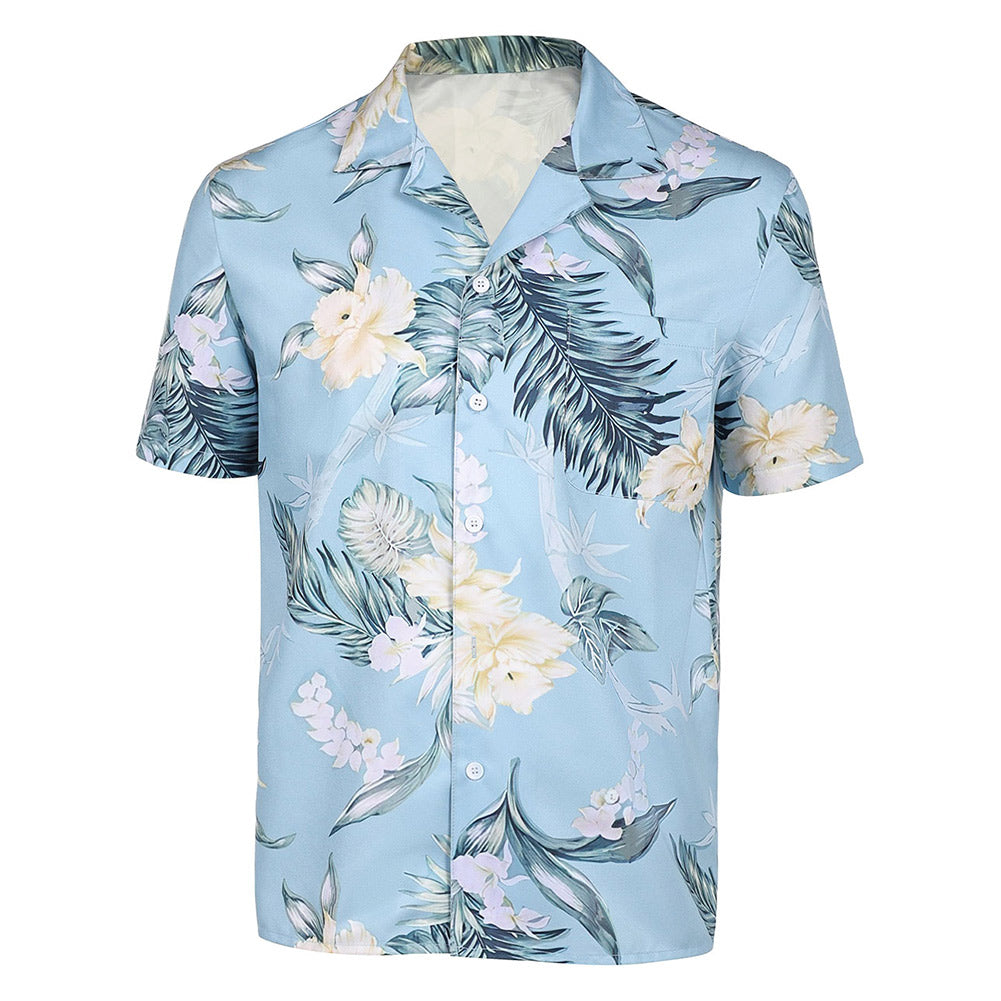 Nobody Hutch Mansell Men Blue Ahola Beach Shirt Halloween Carnival Party Cosplay Costume