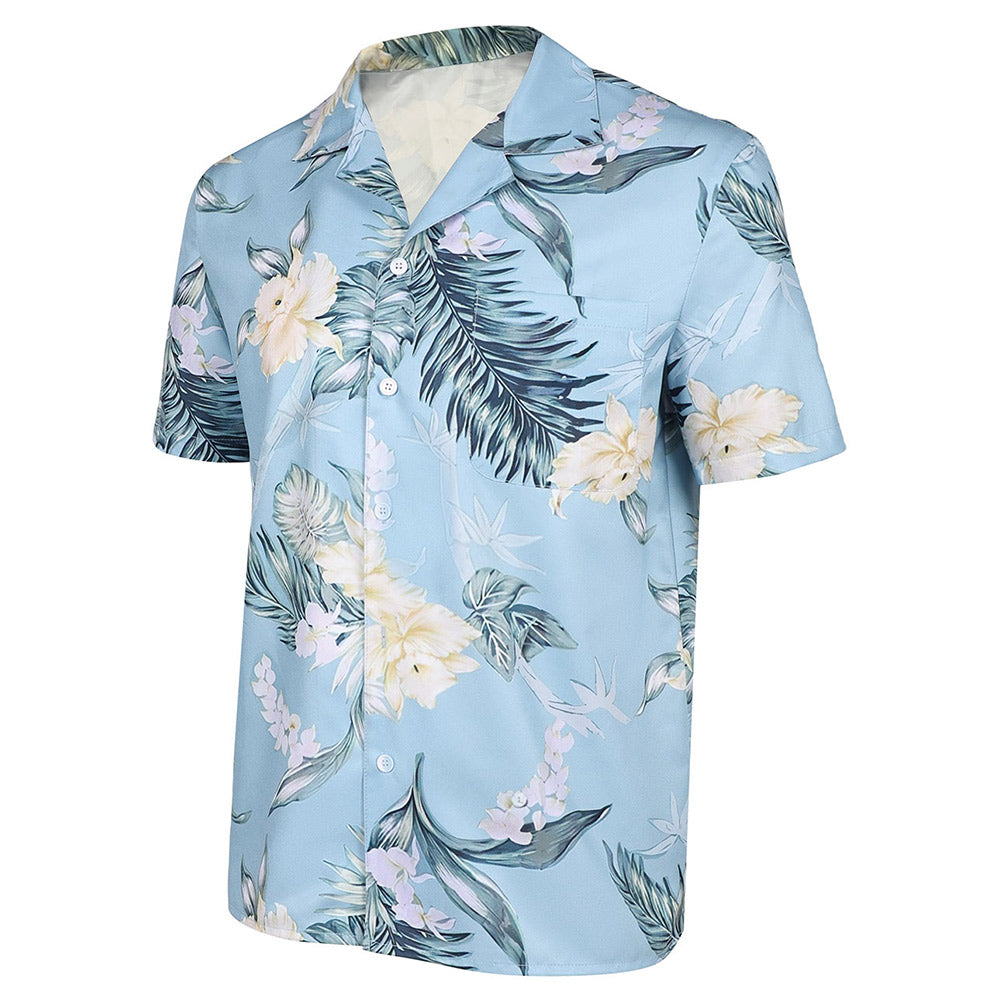 Nobody Hutch Mansell Men Blue Ahola Beach Shirt Halloween Carnival Party Cosplay Costume