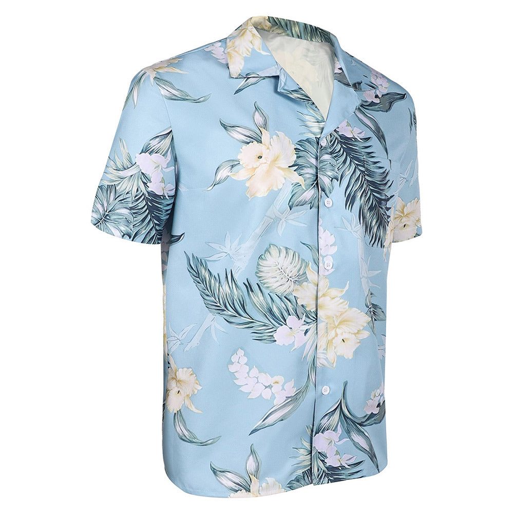 Nobody Hutch Mansell Men Blue Ahola Beach Shirt Halloween Carnival Party Cosplay Costume