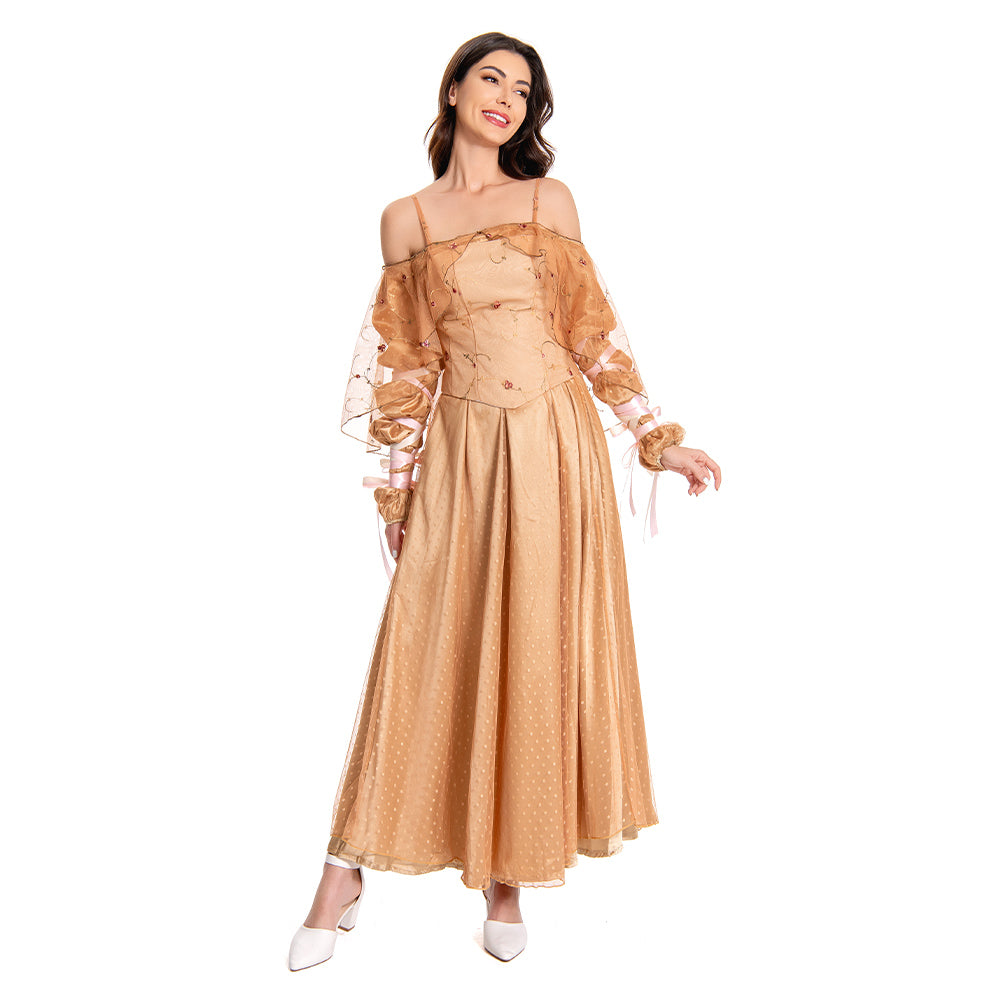 Padme Amidala Women Meadow Yellow Dress Outfits Halloween Carnival Suit Cosplay Costume