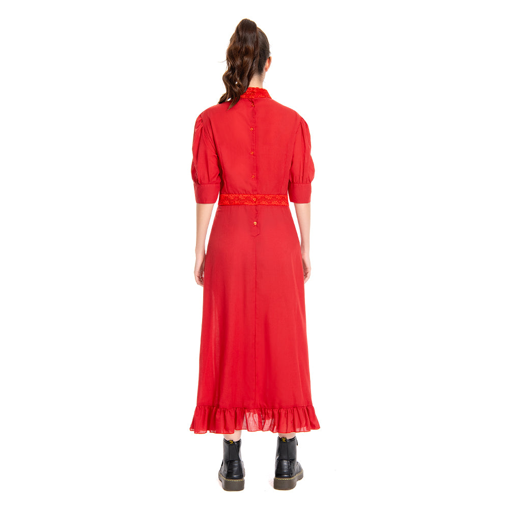 Pearl (2022) X Pearl Red Dress Outfits Halloween Horror Carnival Suit Cosplay Costume