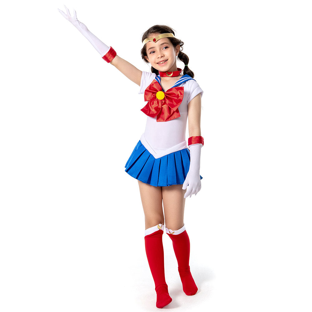 Sailor Moon-Tsukino Usagi Kids Cosplay Costume Skirt Dress Outfit Set Festival Carnival Christmas