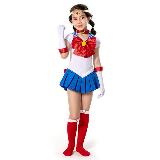 Sailor Moon-Tsukino Usagi Kids Cosplay Costume Skirt Dress Outfit Set Festival Carnival Christmas