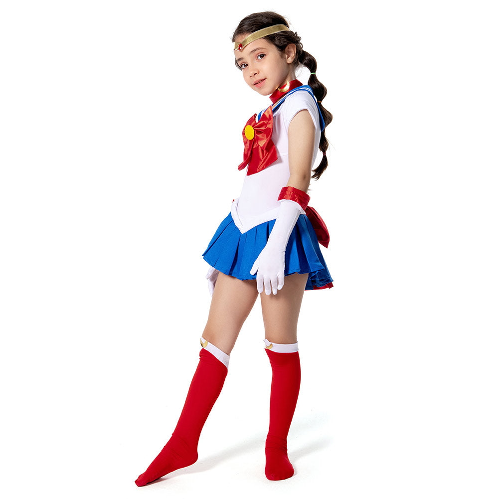 Sailor Moon-Tsukino Usagi Kids Cosplay Costume Skirt Dress Outfit Set Festival Carnival Christmas