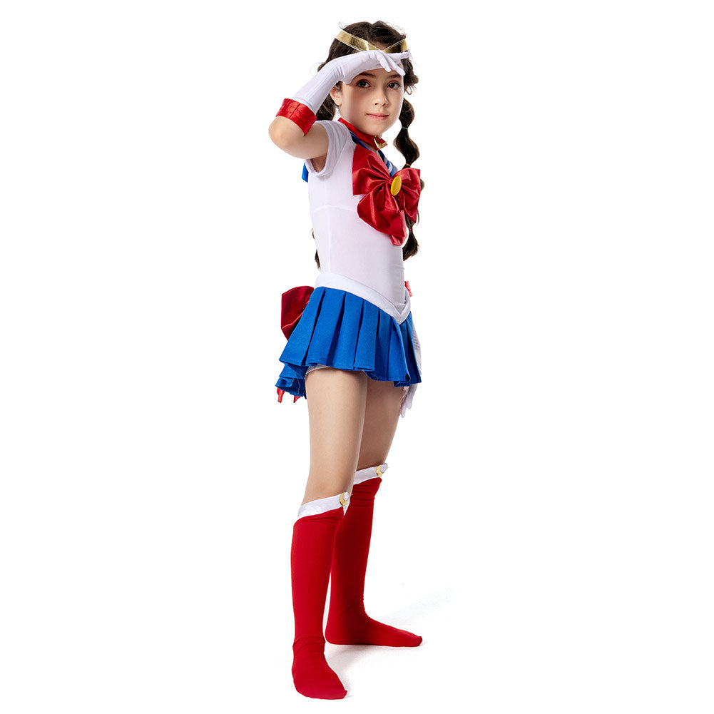 Sailor Moon-Tsukino Usagi Kids Cosplay Costume Skirt Dress Outfit Set Festival Carnival Christmas