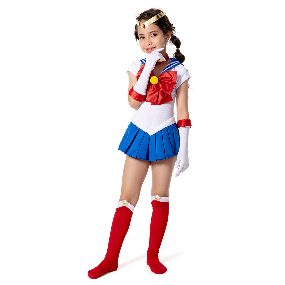 Sailor Moon-Tsukino Usagi Kids Cosplay Costume Skirt Dress Outfit Set Festival Carnival Christmas