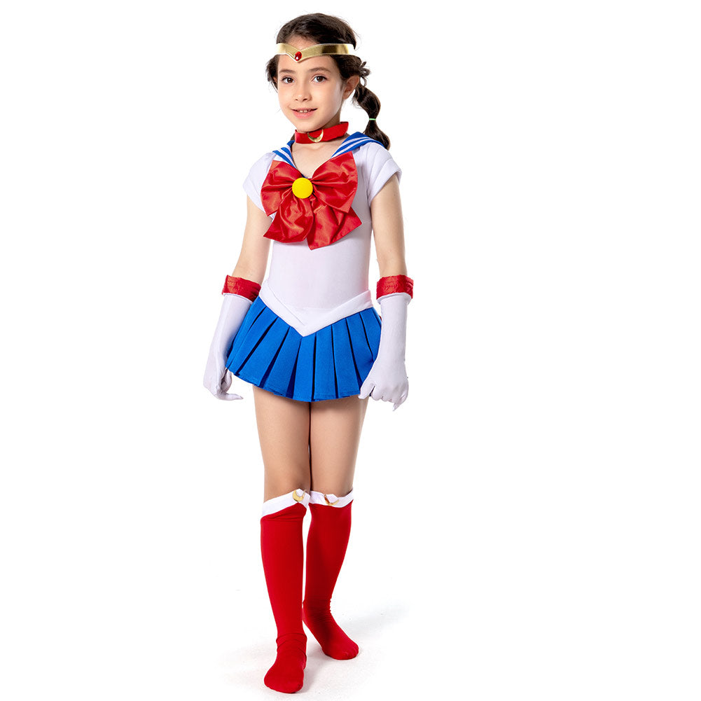 Sailor Moon-Tsukino Usagi Kids Cosplay Costume Skirt Dress Outfit Set Festival Carnival Christmas