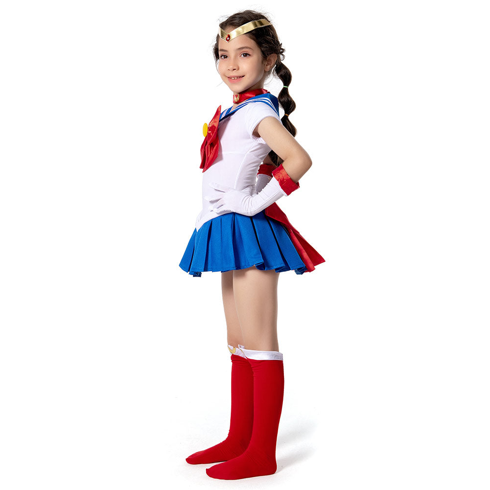 Sailor Moon-Tsukino Usagi Kids Cosplay Costume Skirt Dress Outfit Set Festival Carnival Christmas