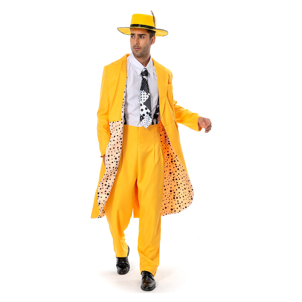 The Mask Jim Carrey Stanley Ipkiss Yellow Cosplay Costume Outfits Halloween Carnival Suit