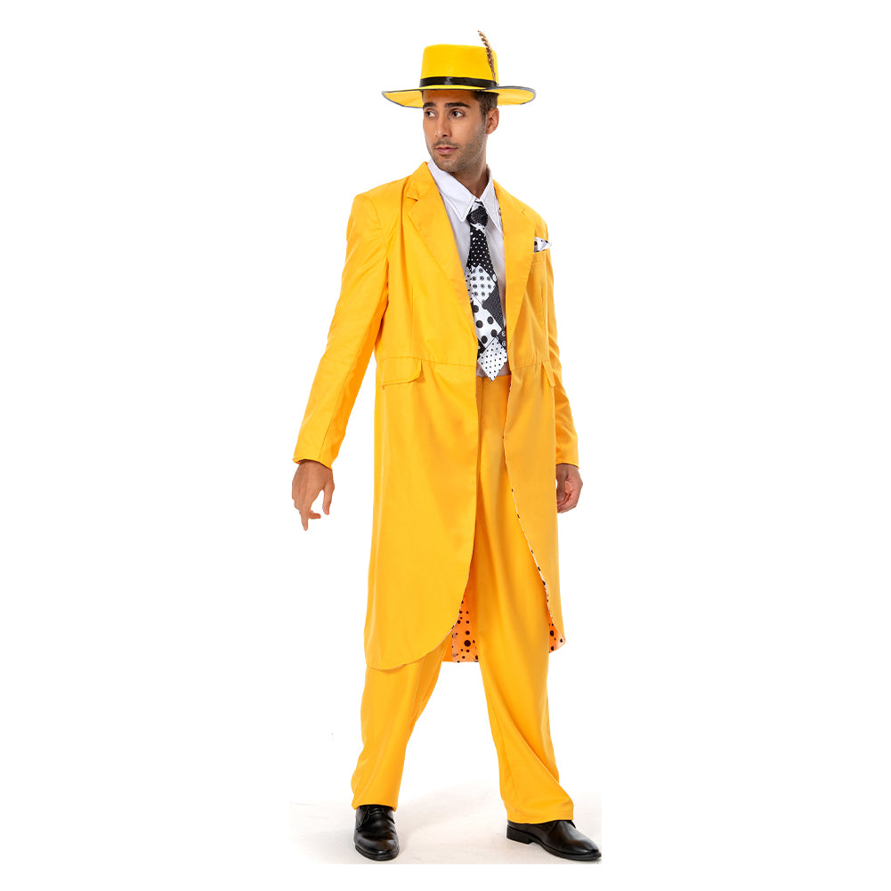 The Mask Jim Carrey Stanley Ipkiss Yellow Cosplay Costume Outfits Halloween Carnival Suit