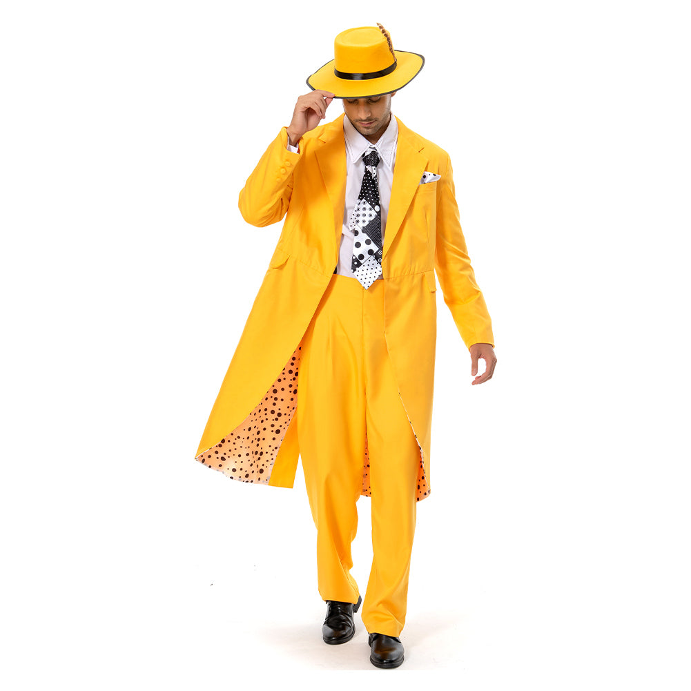 The Mask Jim Carrey Stanley Ipkiss Yellow Cosplay Costume Outfits Halloween Carnival Suit