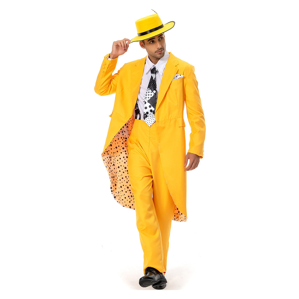 The Mask Jim Carrey Stanley Ipkiss Yellow Cosplay Costume Outfits Halloween Carnival Suit