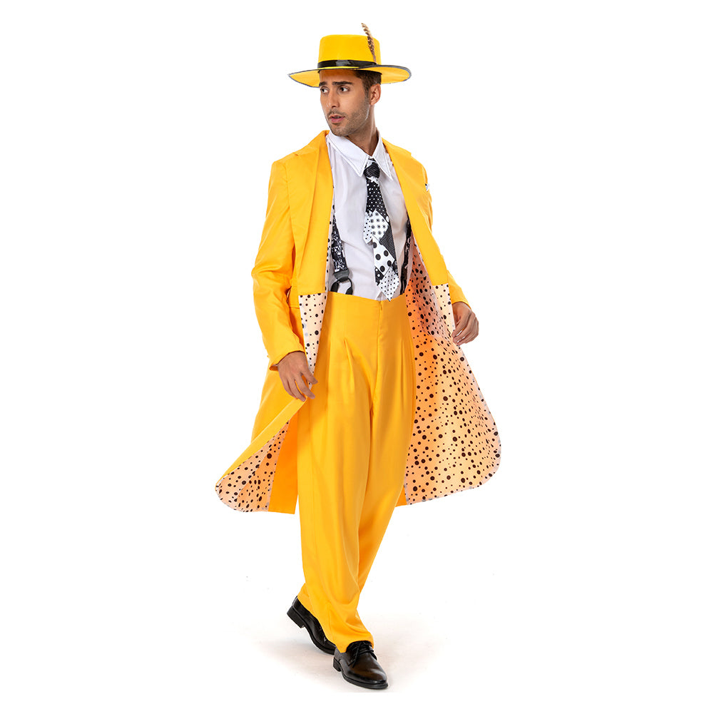The Mask Jim Carrey Stanley Ipkiss Yellow Cosplay Costume Outfits Halloween Carnival Suit