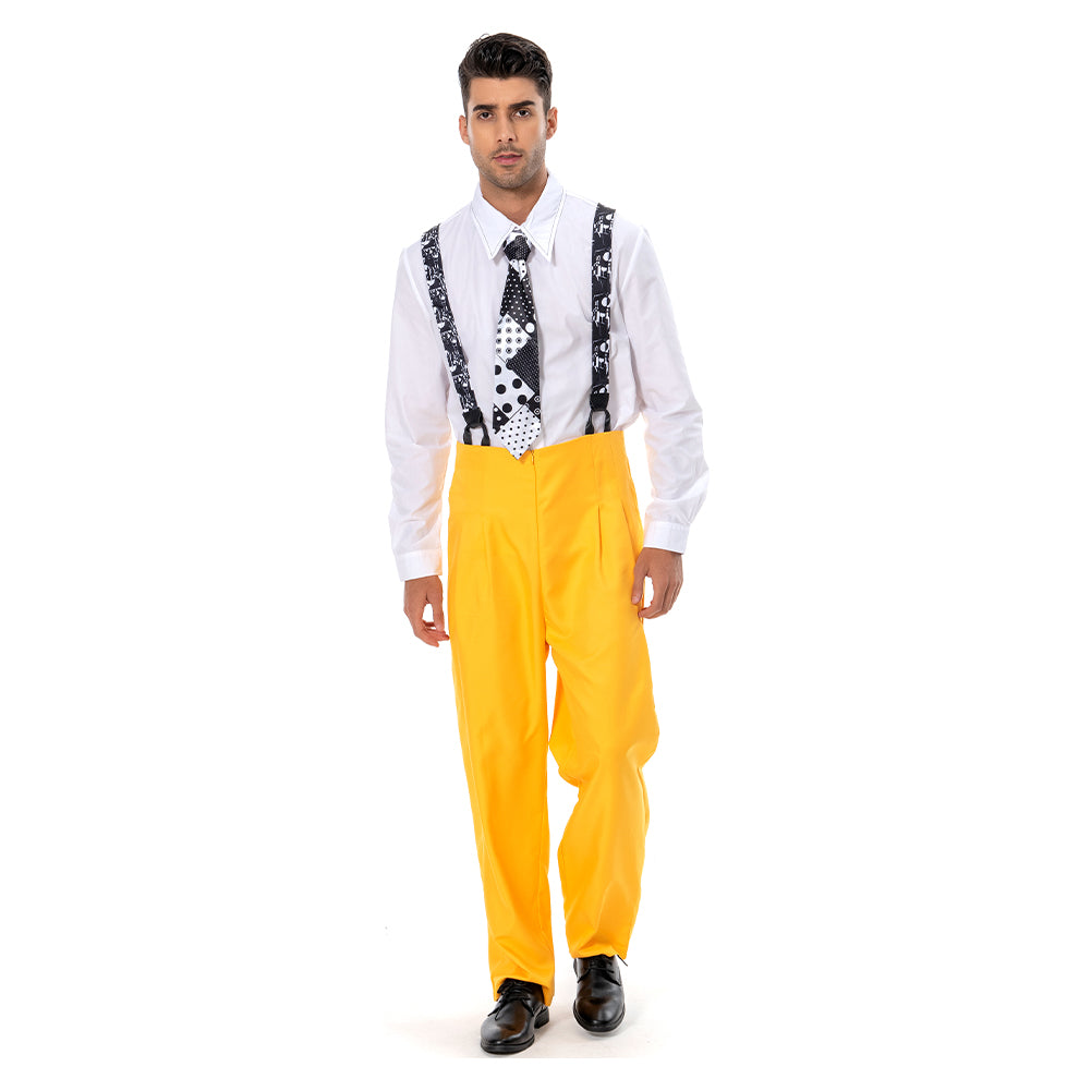 The Mask Jim Carrey Stanley Ipkiss Yellow Cosplay Costume Outfits Halloween Carnival Suit