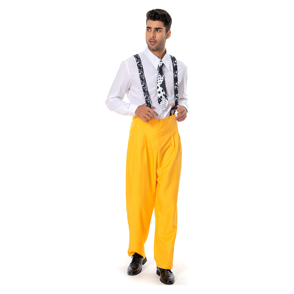 The Mask Jim Carrey Stanley Ipkiss Yellow Cosplay Costume Outfits Halloween Carnival Suit