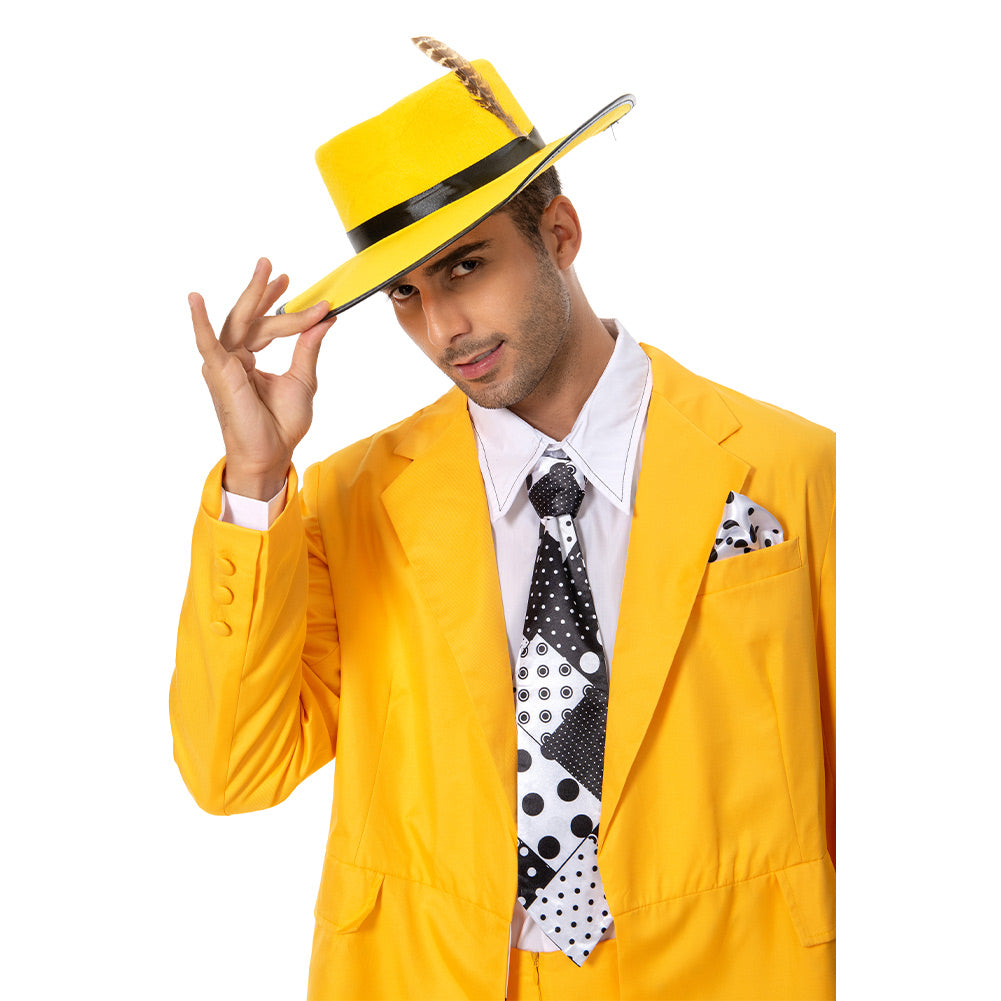 The Mask Jim Carrey Stanley Ipkiss Yellow Cosplay Costume Outfits Halloween Carnival Suit