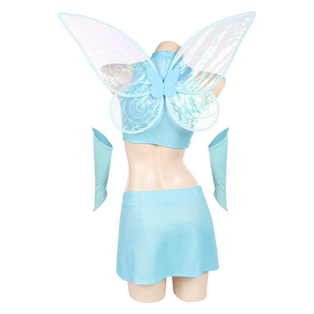 Winx Club Bloom Fairy Blue Top Skirt Wing Set Halloween Carnival Party Cosplay Costume
