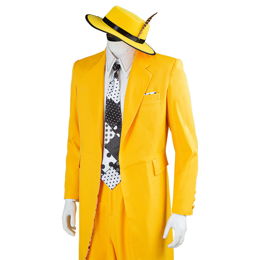 The Mask Jim Carrey Stanley Ipkiss Yellow Cosplay Costume Outfits Halloween Carnival Suit