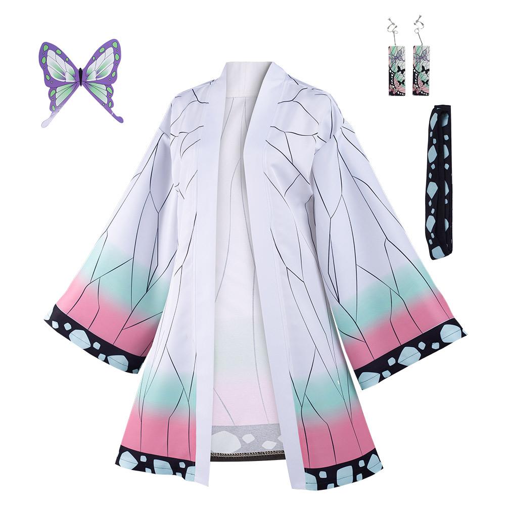 Kimetsu no Yaiba Kochou Shinobu Cosplay Costume Cloak Earings Belt Outfits Halloween Carnival Suit