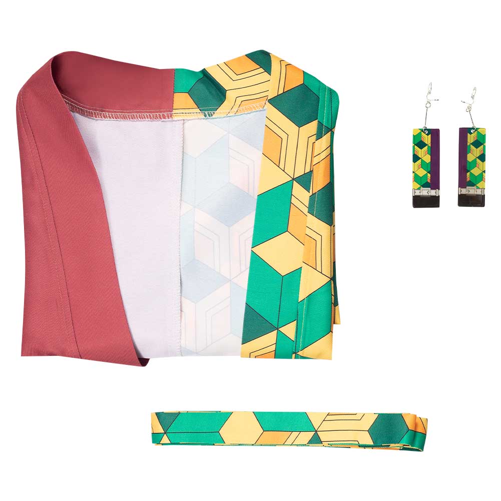 Demon Slayer Tomioka Giyuu Halloween Carnival Suit Cosplay Costume with Earrings Belt