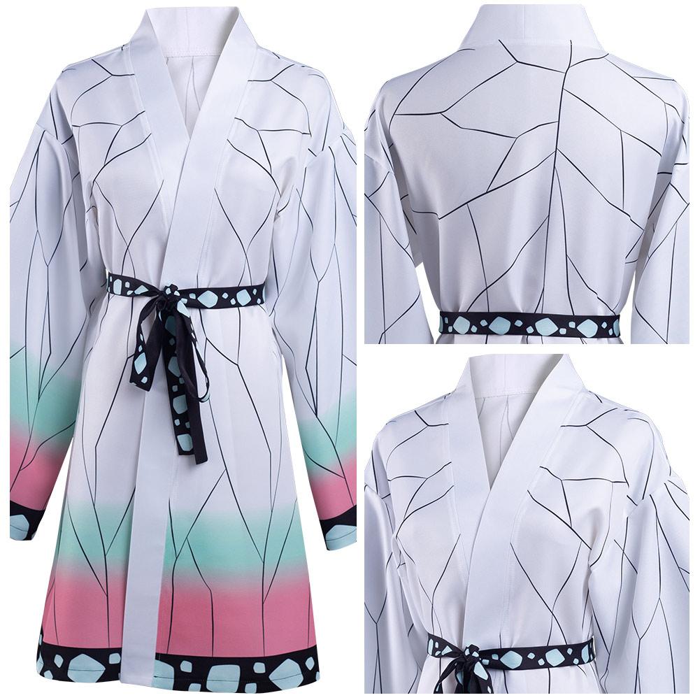 Kimetsu no Yaiba Kochou Shinobu Cosplay Costume Cloak Earings Belt Outfits Halloween Carnival Suit