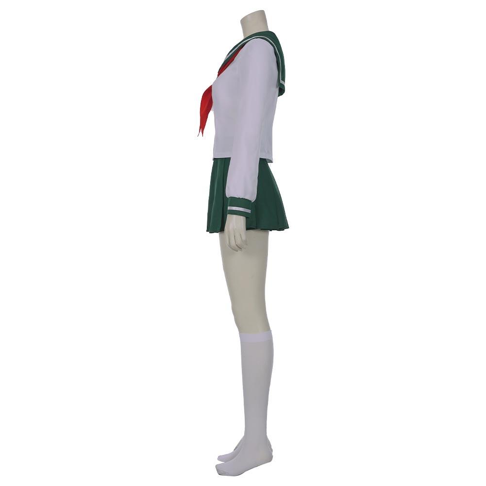 InuYasha Kagome Higurashi Women Girls Uniform Skirt Outfit Cosplay Costume Halloween Carnival Costume
