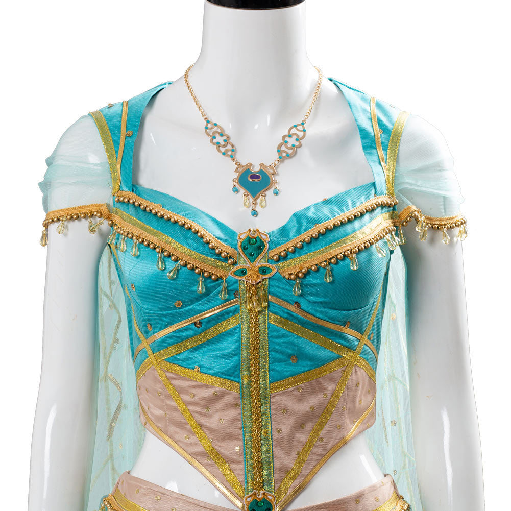 Aladdin Naomi Scott Princess Jasmine Peacock Cosplay Costume Festival Party Outfit
