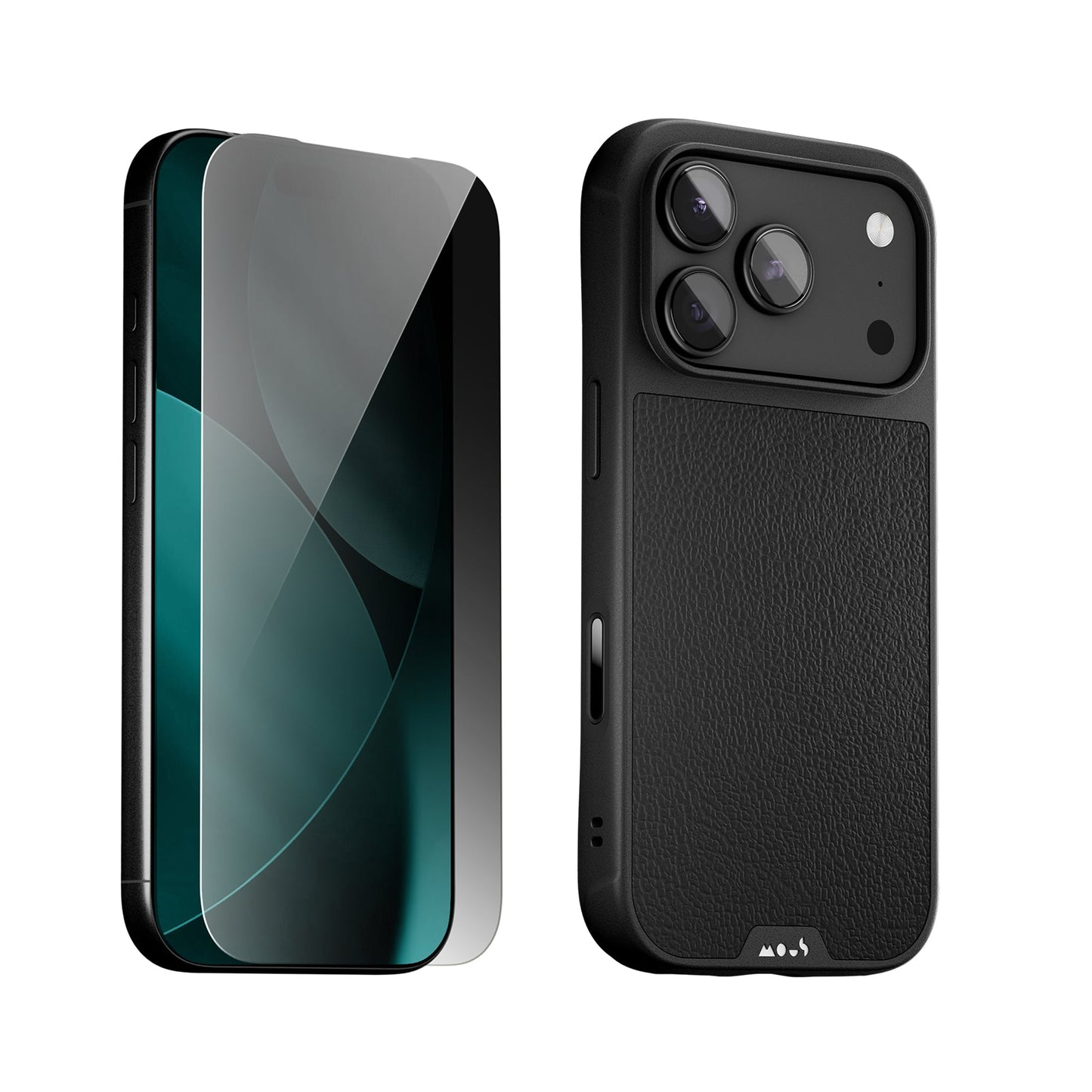 Black Leather Protective Case and Screen Protector - iPhone Protection Kit