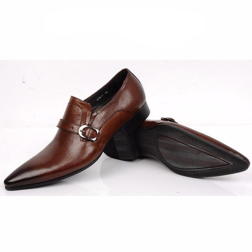 Elegant Vintage Style Men Loafers Shoes with Leather Strap and Buckle